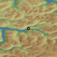 Shaded relief of the 44 km around Sylte, drawn from the GMTED2010 grid