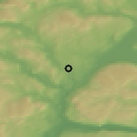 Shaded relief of the 45 km around Sysle, drawn from the GMTED2010 grid