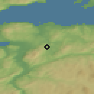 Shaded relief of the 44 km around Tanem, drawn from the GMTED2010 grid