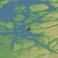 Shaded relief of the 46 km around Tau, drawn from the GMTED2010 grid