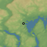 Shaded relief of the 45 km around Blakstad, drawn from the GMTED2010 grid