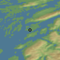 Shaded relief of the 43 km around Tjøtta, drawn from the GMTED2010 grid