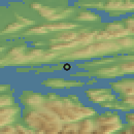 Shaded relief of the 44 km around Torhaug, drawn from the GMTED2010 grid