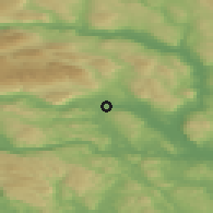 Shaded relief of the 46 km around Bø, drawn from the GMTED2010 grid