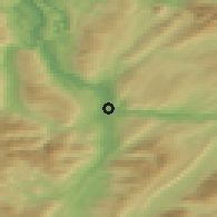 Shaded relief of the 43 km around Trofors, drawn from the GMTED2010 grid