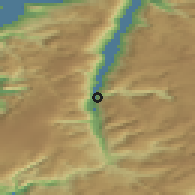 Shaded relief of the 45 km around Tyssedal, drawn from the GMTED2010 grid