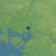 Shaded relief of the 46 km around Ullerøy, drawn from the GMTED2010 grid
