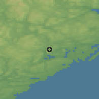 Shaded relief of the 46 km around Vadfoss Helle, drawn from the GMTED2010 grid