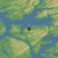 Shaded relief of the 45 km around Våge, drawn from the GMTED2010 grid