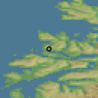 Shaded relief of the 44 km around Vågsvåg, drawn from the GMTED2010 grid