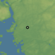 Shaded relief of the 46 km around Våk, drawn from the GMTED2010 grid