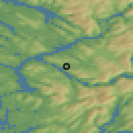 Shaded relief of the 45 km around Valestrandfossen, drawn from the GMTED2010 grid