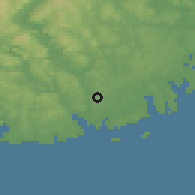 Shaded relief of the 46 km around Verningen, drawn from the GMTED2010 grid