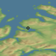 Shaded relief of the 41 km around Borkenes, drawn from the GMTED2010 grid