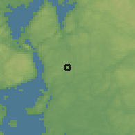 Shaded relief of the 45 km around Vestby, drawn from the GMTED2010 grid