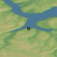 Shaded relief of the 44 km around Viggja, drawn from the GMTED2010 grid