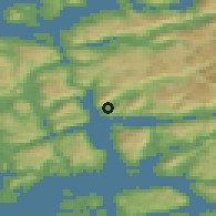 Shaded relief of the 46 km around Vikedal, drawn from the GMTED2010 grid