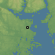 Shaded relief of the 46 km around Borre, drawn from the GMTED2010 grid