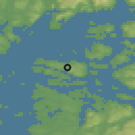 Shaded relief of the 46 km around Vikevåg, drawn from the GMTED2010 grid