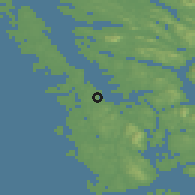 Shaded relief of the 45 km around Vindenes, drawn from the GMTED2010 grid