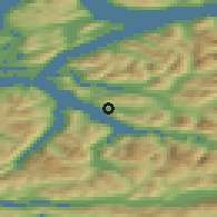 Shaded relief of the 44 km around Volda, drawn from the GMTED2010 grid