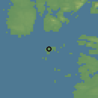 Shaded relief of the 46 km around Ydstebøhamn, drawn from the GMTED2010 grid