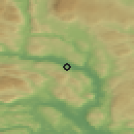 Shaded relief of the 45 km around Yli, drawn from the GMTED2010 grid