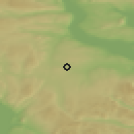Shaded relief of the 45 km around Bøverbru, drawn from the GMTED2010 grid