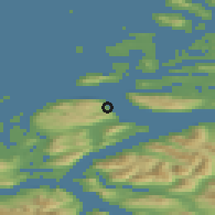 Shaded relief of the 44 km around Brandal, drawn from the GMTED2010 grid