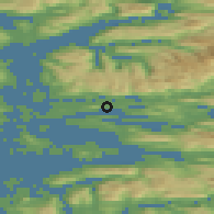 Shaded relief of the 45 km around Brandsøy, drawn from the GMTED2010 grid