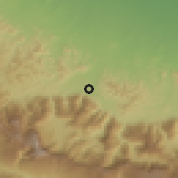 Shaded relief of the 58 km around ar-Rustāq, drawn from the GMTED2010 grid