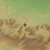 Shaded relief of the 58 km around al-`Awābī, drawn from the GMTED2010 grid