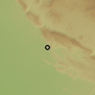 Shaded relief of the 58 km around D̨ank, drawn from the GMTED2010 grid
