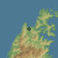 Shaded relief of the 57 km around H̱aşab, drawn from the GMTED2010 grid