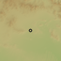 Shaded relief of the 58 km around Ibra, drawn from the GMTED2010 grid