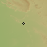 Shaded relief of the 58 km around 'Ibrī, drawn from the GMTED2010 grid