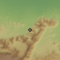 Shaded relief of the 58 km around Naẖl, drawn from the GMTED2010 grid