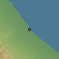 Shaded relief of the 58 km around Şah̨am, drawn from the GMTED2010 grid