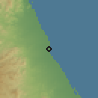Shaded relief of the 58 km around Šināş, drawn from the GMTED2010 grid