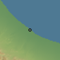 Shaded relief of the 58 km around al-H̱abūrah, drawn from the GMTED2010 grid