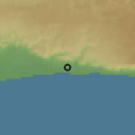 Shaded relief of the 59 km around Tāqah, drawn from the GMTED2010 grid