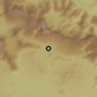 Shaded relief of the 58 km around al-H̨amrā', drawn from the GMTED2010 grid