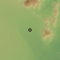 Shaded relief of the 58 km around al-Kāmil wal-Wāfī, drawn from the GMTED2010 grid
