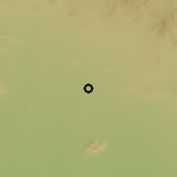 Shaded relief of the 58 km around al-Mud̨aybī, drawn from the GMTED2010 grid