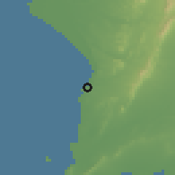 Shaded relief of the 57 km around Gaddāni, drawn from the GMTED2010 grid