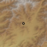 Shaded relief of the 55 km around Nawan Shehr, drawn from the GMTED2010 grid