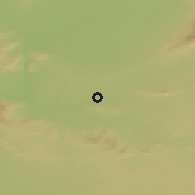 Shaded relief of the 55 km around Sanjwāl, drawn from the GMTED2010 grid