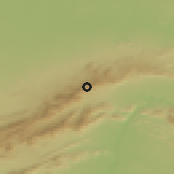 Shaded relief of the 55 km around Cherāt, drawn from the GMTED2010 grid