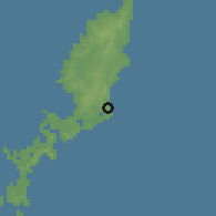 Shaded relief of the 60 km around Oikul, drawn from the GMTED2010 grid