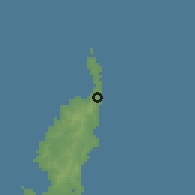 Shaded relief of the 60 km around Ulimang, drawn from the GMTED2010 grid